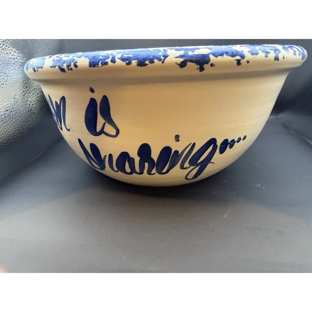 Vintage Spongeware Popcorn Bowl 